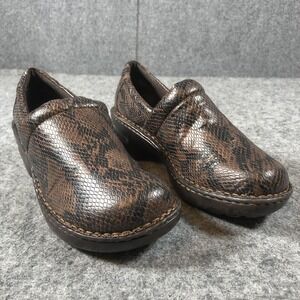 B.o.c Clogs Women's Size 9.5 M Brown‎ Snake Print Faux Leather Slip on